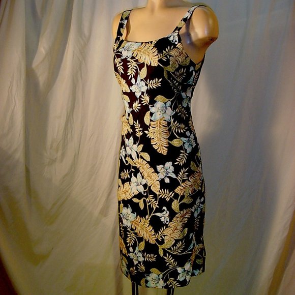 Coldwater Creek Dresses & Skirts - Coldwater Creek Tropical Print Silk Dress Keyhole-Tie Back